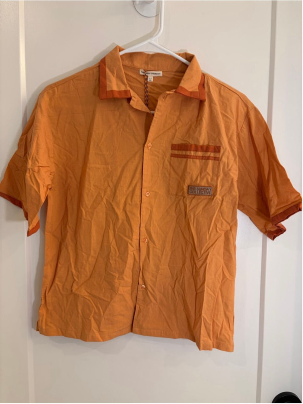 The Sunday Collective Apricot Tan Button Up Shirt Kids Size 12Y NWT Spain